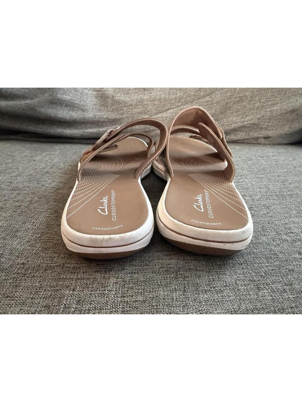 Clarks Women Cloudsteppers Breeze Maye Beige Slip On Sandals Womens Size 9 - Picture 5 of 12